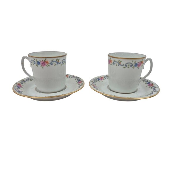 Vintage Limoges France Porcelain Goumot Labesse Floral Demitasse Cup Saucer Set - Picture 1 of 10